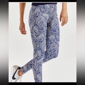 Coolibar Navy Blue Matiz Ruched Capris Size Large NEW SPF 50 Artisan Paisley